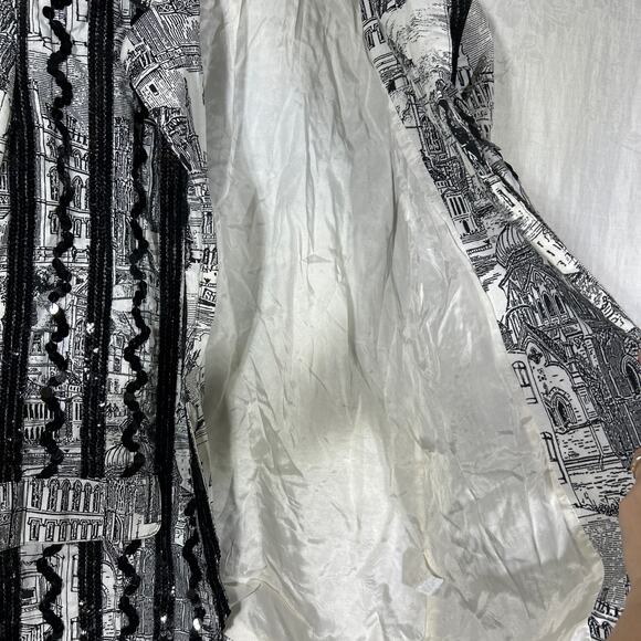 Howard Wolf Vintage Blazer 16 Black White City Scape Sequins Art to Wear Lined - Picture 9 of 16